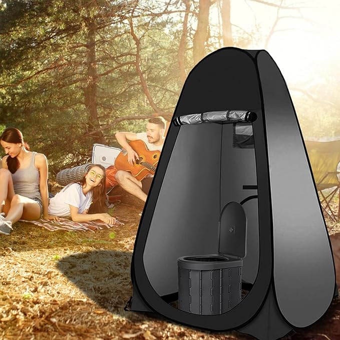 Portable Outdoor Camping Toilet Kit for Adults,Pop Up Privacy Tent, Camping Folding Toilet, 30 Toilet Bags, Washable Foldable for Travel, RV, Car, Beach, Hiking