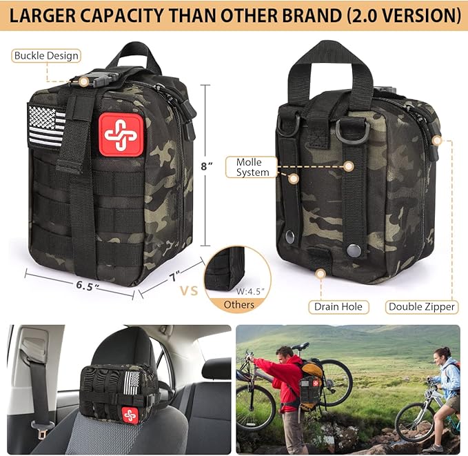 Survival Kit, 250Pcs Survival Gear First Aid Kit with Molle System Compatible Bag and Emergency Tent, Emergency Kit for Earthquake, Outdoor Adventure, Hiking, Hunting, Gifts for Men Women