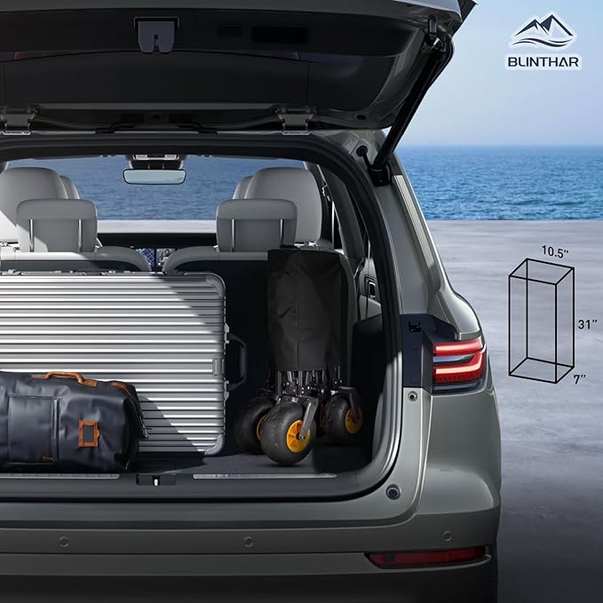 Beach Wagon, Heavy Duty Collapsible Folding Wagon with All-Terrain 9" Pneumatic Tires & Drink Holders, Utility Grocery Wagon for Garden Sports Camping Outdoor Activities