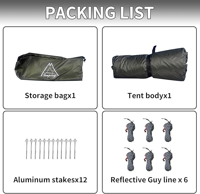 TENPLAY Backpacking Tent,Lightweight Camping Tent 2 Person,Ultralight Hiking Tent,Nylon,Waterproof,Windproof,Easy Setup,4 Season Trekking Tent for Mountaineering Camping Hiking Climbing