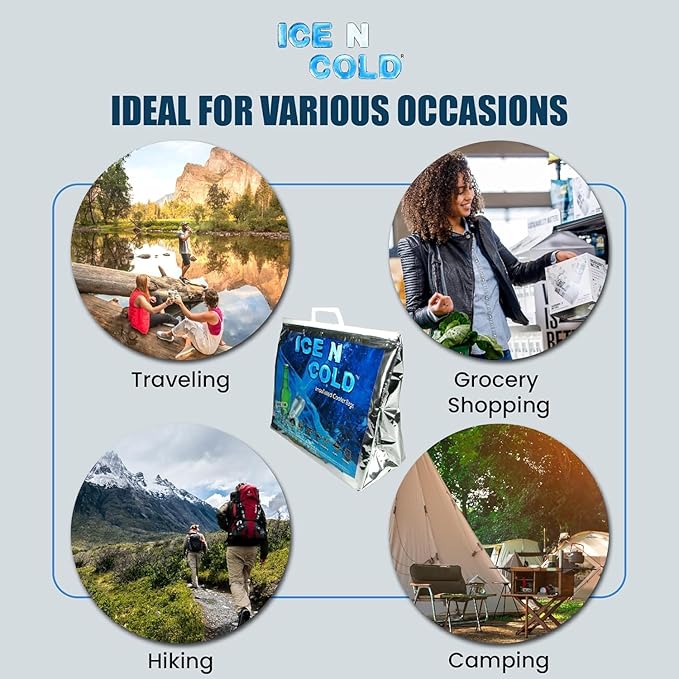 Insulated Cooler Bag - X-Large 40 lbs Capacity (Pack of 5) | Lightweight, Soft, Collapsible | Ideal for Groceries, Camping, Hiking, Beach, Travel