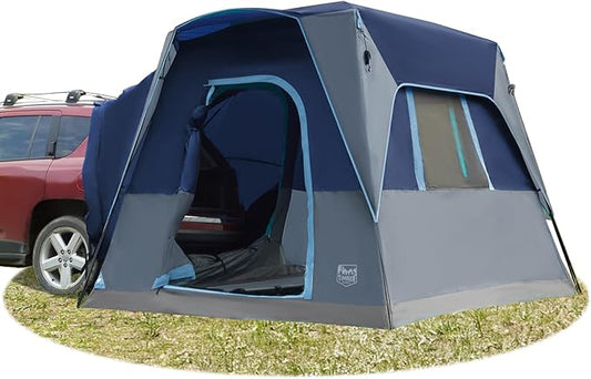 TIMBER RIDGE 5 Person SUV Tent with Movie Screen Weather Resistant Portable for Car SUV Van Camping, Includes Rainfly and Storage Bag, 10' W X 8' L X 7.1' H Blue