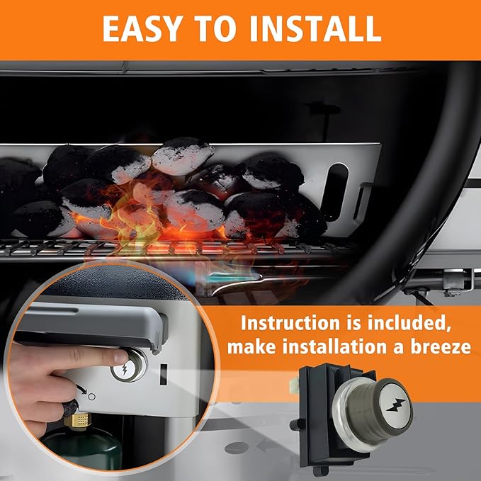 SafBbcue 65737 Igniter Kit for Weber Performer Platinum and Performer Deluxe(2013 and Newer), Grill Replacment Part for Weber Electronic 2-Outlet Ignition Kit, Replaces for Weber 65737, Black