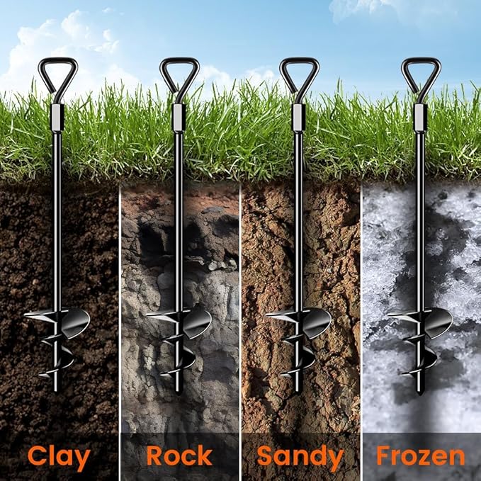 Ground Anchors Tent Stakes Trampoline Anchors Heavy Duty Screw in 8 Pack, Tent Stakes High Winds Heavy Duty for Camping Tent, Canopies, Carports, Sheds, Swing Sets,14in Ground Anchors
