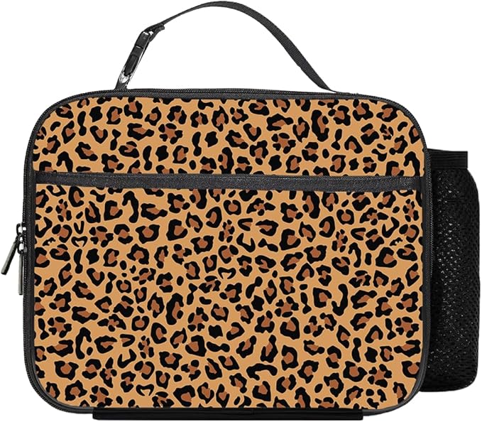 Leopard Print Lunch Bag Reusable Insulated Cheetah Lunch Box Keep Food Cooler Thermal Lunch Tote for Women Men
