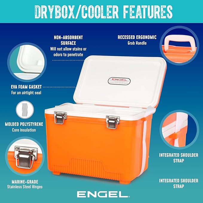 ENGEL 13qt Leak-Proof, Air Tight, Drybox Cooler and Small Hard Shell Lunchbox for Men and Women