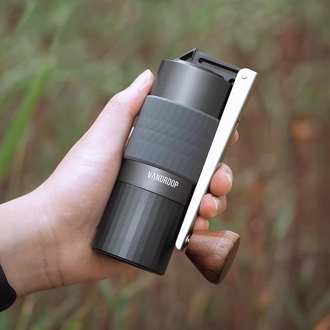 Pour Over Coffee Maker Set, ALL in 1 Portable Set- Manual Coffee Grinder with Stainless Steel Conical Burr, Collapsible Silicone Coffee Dripper Set, Coffee Gooseneck Kettle