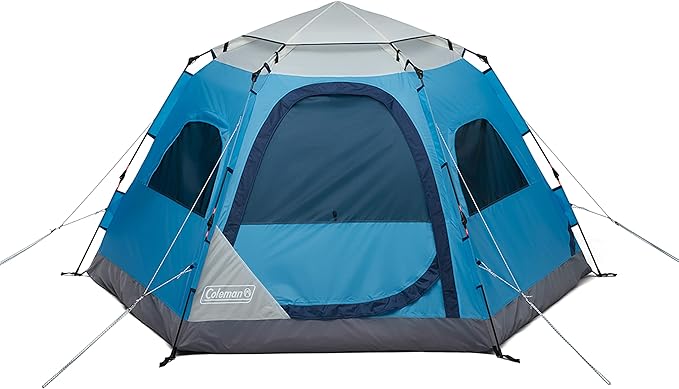 Coleman Camp Burst 4-Person Camping Tent, Umbrella-Style Pop-Up Tent with 45s Easy Setup, Dark Room Option Available, Tub Floor and Taped Seams Keep You Dry, 360° Views