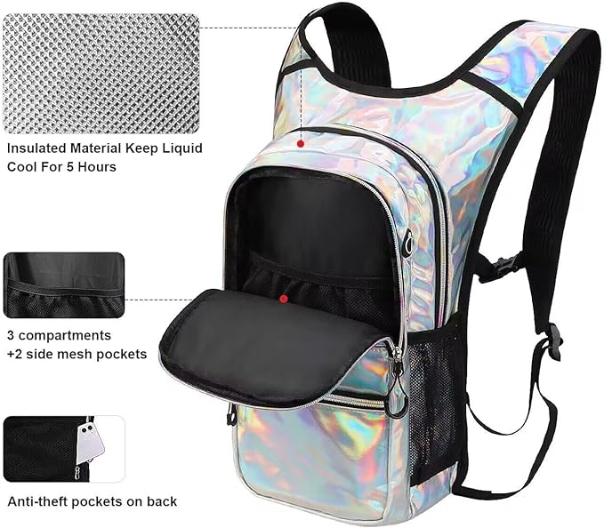 Hydration Backpack Pack, Water Backpack 20L Included 2L Hydration Bladder, Festival Essential - Rave Hydration Pack Hydropack for Hiking, Running, Biking, Festival Gear