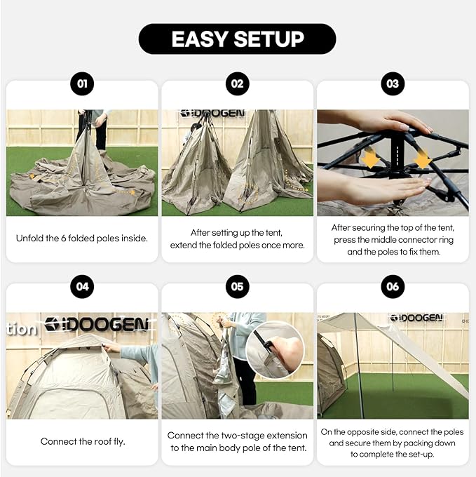 Instant Camping Tent for 4 Person,2 Mesh Windows & 2 Doors,Hexagonal Design,Easy Set Up pop up Tent with Vestibule & Rainfly, Ideal for Family Camp, Outdoor Activity