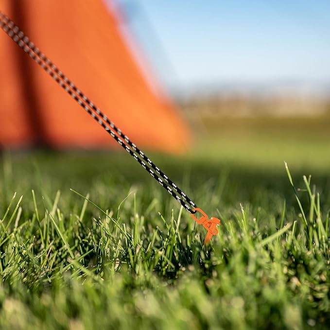 Reginary 6 Pcs Ground Anchors Screw in Tent Stakes Heavy Duty Trampoline Anchors High Wind for Camping Canopy Carport Sheds Beach Sand Stakes Metal Swing Set (Orange)