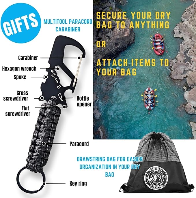 TACTIKO 30L Heavy-Duty 100% Waterproof Backpack, Roll Top Dry Bags for Kayaking, Hiking, Camping, Survival