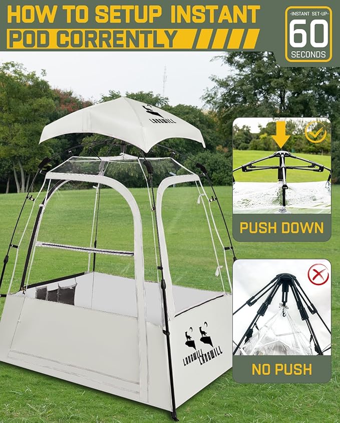 Pod All Weather Sports Tent, Outdoor Pop Up Bubble Clear 540° View Winter Tent for 1-2 Person, Instant Cold Weather Shelter with Rainfly for Soccer, Football, Softball & Other Sports Events