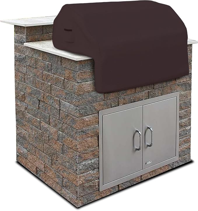 Covers & all Built-in Outdoor Grill Cover, Durable 12 Oz Waterproof Cover Max Material with Air Pocket & Elastic for Snug Fit (32" W x 26" D x 24" H inches, Coffee)