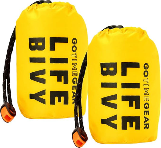 Go Time Gear Life Bivy Emergency Survival Sleeping Bag Thermal Bivy - Use as Emergency Bivy Sack, Survival Sleeping Bag, Mylar Emergency Blanket