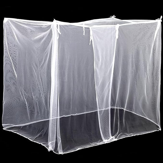 4 Corners Mosquito Net for Mosquiteros para Camas Bed Canopies Netting Bed Drapes Rectangular Mosquito Mesh for Camping Home Outdoor Travel Dormitory(White,L75 X W47 X H59 Inch)