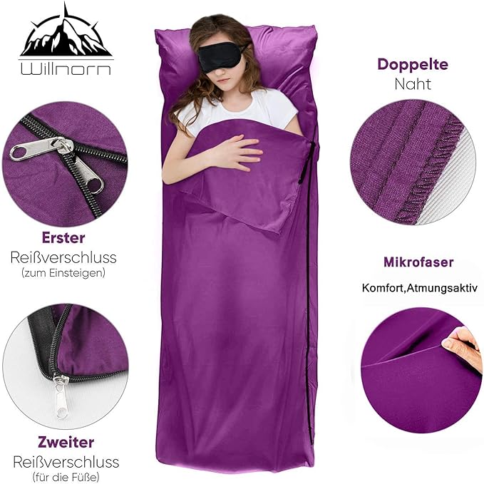 Sleeping Bag Liner,Travel Sheets & Adult Sleep Sack & Self Tan Sleep Sack for Backpacking,Hotel, Hostels, Lightweight Single Camping Sleep Pod