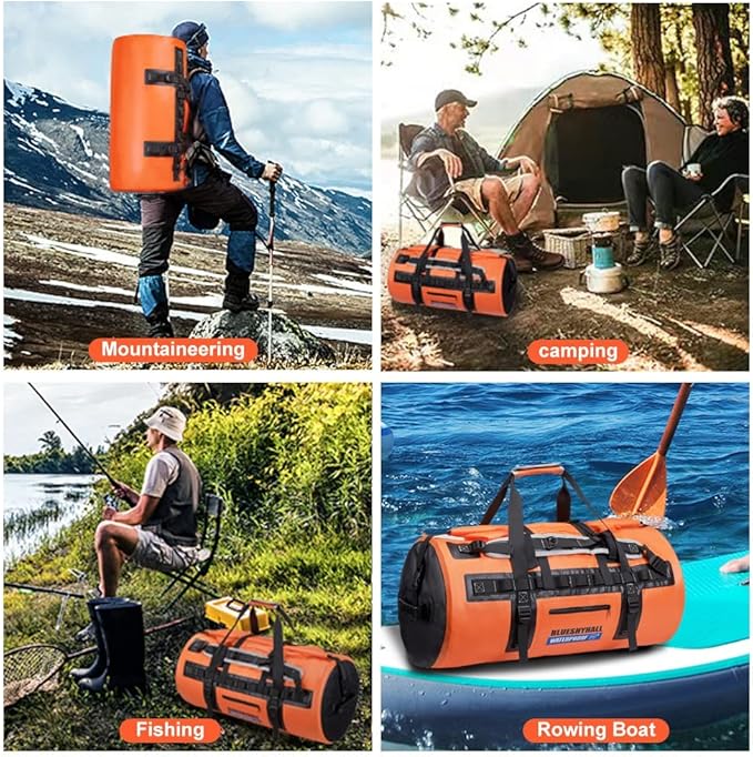 XhuangTech Waterproof Dry Bag,60L Outdoor Gym Bags Shoulder Bag&Handbag Dry Backpack Duffle Bags Water-Resistant Travel Sling Bag For Kayaking, Rafting, Boating, Swimming, Camping, Hiking