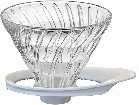 HARIO VDGR-02-W V60 Heat-resistant Glass Transmission Dripper 02 for 1 to 4 Cups, White, Made in Japan