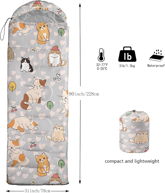 BSNTHO Camping Sleeping Bags,3 Season Warm & Cool Weather,Lightweight,Waterproof Sleeping Bags for Adults & Kids,Traveling,and Outdoors,Camping Gear Equipment