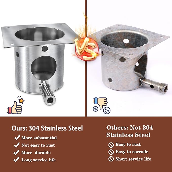 QuliMetal 304 Stainless Steel Fire Burn Pot Replacement Parts for Traeger and Pit Boss Pellet Grills, Durable Firepot with Ash Remover and Screws