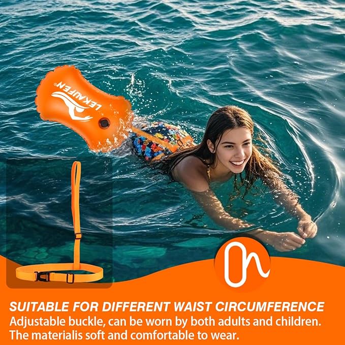 Swim Buoy for Open Water, High-Visibility Swim Safety Float Waterproof Dry Bag for Swimmers Triathletes Kayakers Snorkelers, Swimming Open Water Buoy for Safer Swim Training