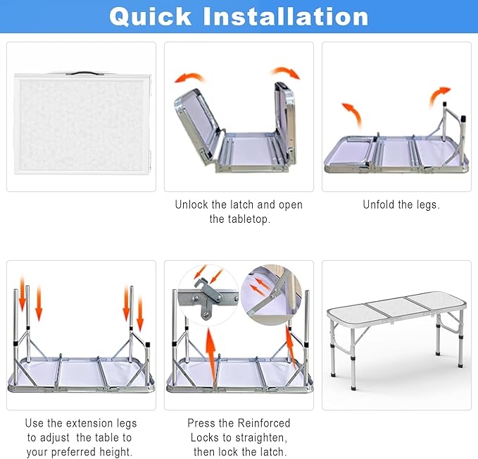AO LI GEI Folding Camping Table Small with Storage Bag,Adjustable Height Portable Picnic Table,Upgraded Thickening Lightweight Outdoor Table Aluminum Legs (Sliver:15.7"x35.4", 2 Height:9.8"/19.7")