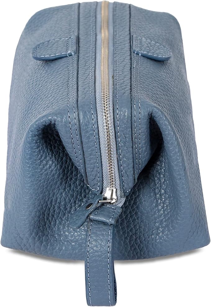 KomalC Premium Buffalo Leather Unisex Toiletry Bag Travel Dopp Kit