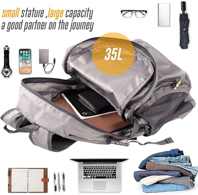 35L Lightweight Packable Backpack Waterproof Durable Hiking Travel Backpack Daypack