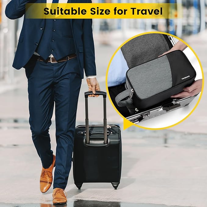Vorspack Travel Toiletry Bag - Toiletry Bag for Men Water Resistant Skincare Bag Dopp Kit for Bathroom Toiletries Accessories Gifts - Grey