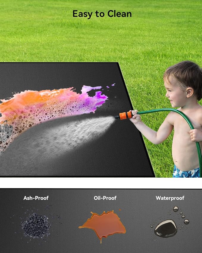 29 x 29 inch Heavy Duty Large Under Grill Mats for Outdoor Grill, Double-Sided Fireproof, Waterproof, Oil Proof Deck and Patio Protector, BBQ Mat Grill Floor Mats Fireplace Fire Pit Mat