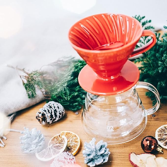 Hario V60 Ceramic Coffee Dripper Pour Over Cone Coffee Maker Size 01, Red