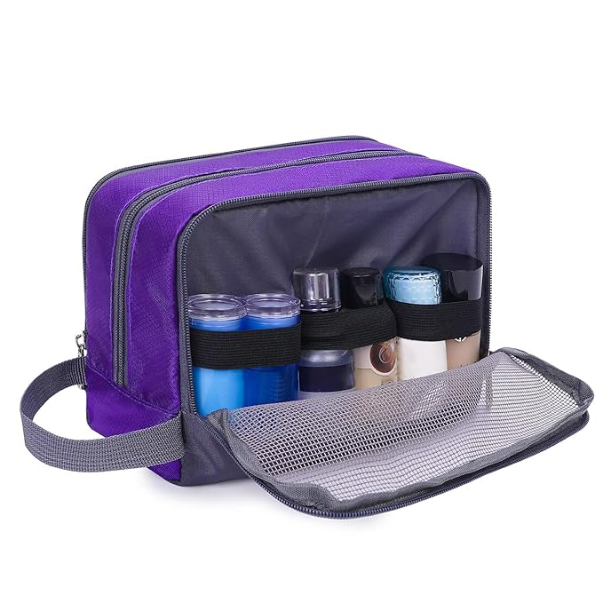 Toiletry Bag for Men Hanging Dopp Kit Water Resistant Shaving Bag Small Toiletry Bag for Traveling (Dark Purple)