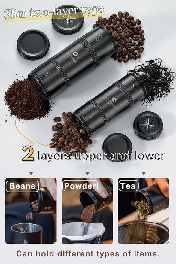 camping moon CAMPINGMOON Coffee Canister 2-Stage CNC Cutting Duralumin Black CC-51-BK