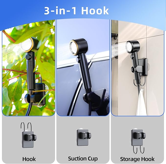 Portable Camping Shower, Upgraded Outdoor Shower with 10 Gear Switching, Fahrenheit Display & 8000mAh Rechargeable Battery Pump IPX8 Waterproof for Camp, Hiking, Car Washing