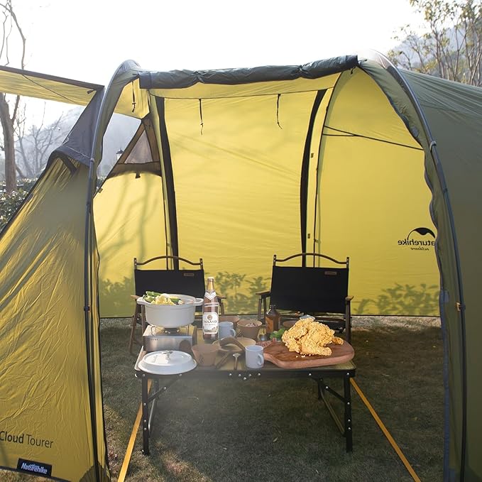 Naturehike Large Camping Folding Table Beach, Portable Camping Side Tables with Adjustable Legs, Tent Table Folding Camp Table with Carry Bag for Outdoor Camping, Cooking, BBQ, Travel - Retro