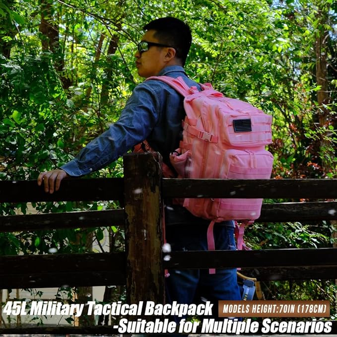 Military Tactical Backpack 45L Large Tactical Backpack for Men, Hiking Rucksack With Bottle Holder