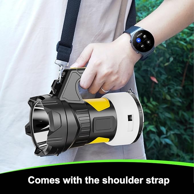 Camping Lantern with 48Ft Retractable String Lights, 4000mAh Rechargeable Spotlight with 4 Lighting Modes for Camping, Working, Home Emergency