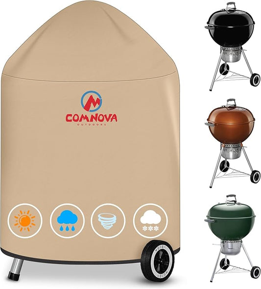 Comnova Charcoal Kettle Grill Cover - 600D BBQ Cover for Weber 22 Inch Grill, Waterproof & Heavy Duty