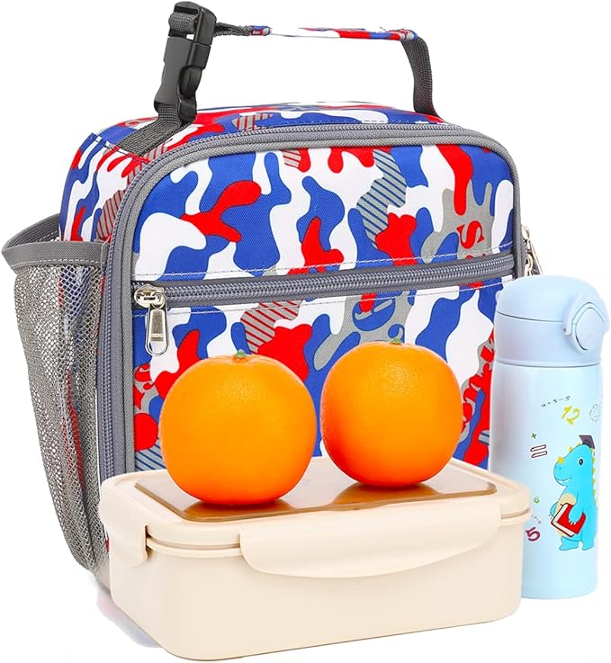 FlowFly Kids Lunch box Insulated Soft Bag Mini Cooler Back to School Thermal Meal Tote Kit for Girls, Boys, Alphabet