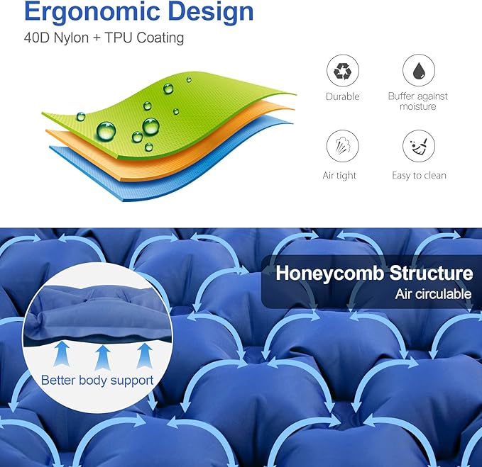 Night Cat Inflatable Sleeping Pads Mat Bed with Foot Pump and Pillow for Camping Backpacking Hiking Ultra-Light Compact Comfortable Extendable