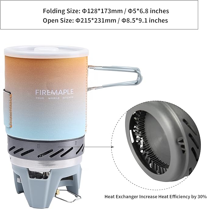Fire-Maple "Fixed Star 1" Personal Cooking System | Pot/Jet Burner Stove System with Electric Ignition | Ideal for Hiking, Camping, Backpacking, Fishing, Hunting Trips and Emergency Use Multi