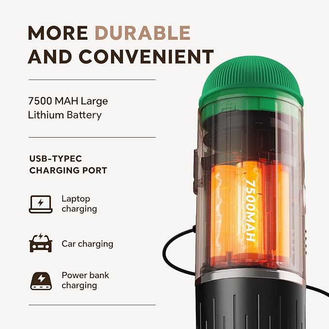 Fast self-heating Portable Electric Espresso Coffee Maker, 2 IN 1 Extraction Espresso Machine, Support Ground Coffee and NS capsule, for Travel,Car,Hiking,Climbing(Green) Rich Crema