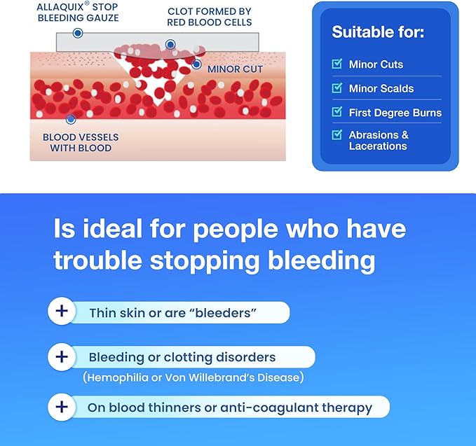 Stop Bleeding Quick Kit - First-aid with AllaQuix Stop Bleeding Gauze (Blood clotting Bandage) (Ultimate)