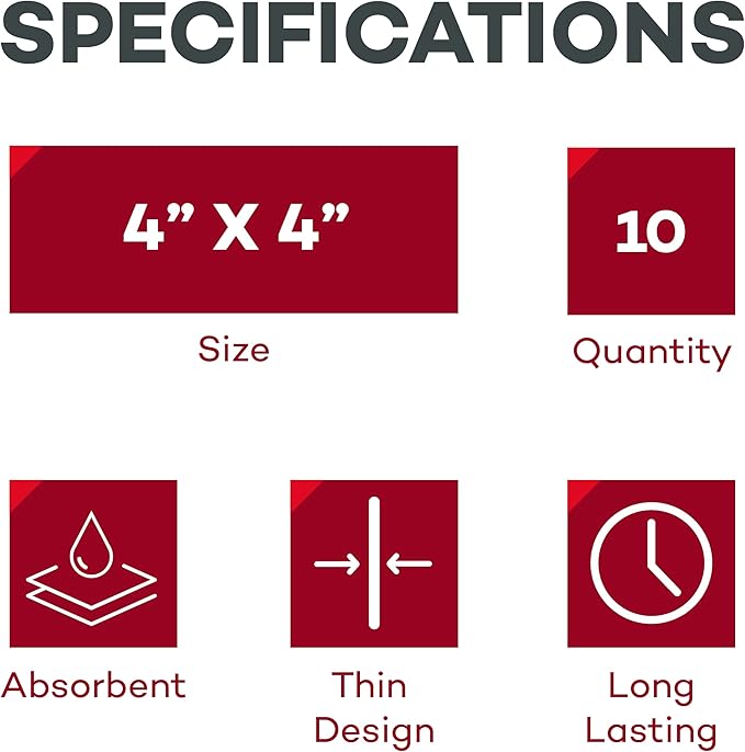 Dealmed Brand Hydrocolloid Dressing 4” x 4” Thin Bandages Wound Care for First Aid Kits Individually Packed (10/Box)