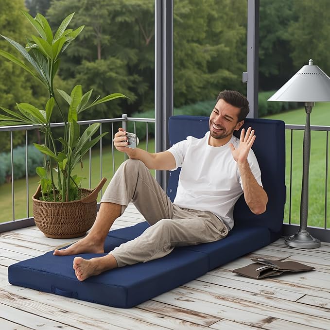 Sleeping Mats for Adults,Memory Foam Camping Folding Pad,Floor Trifold Mattress,Machine Washable Cover,Guest Bed