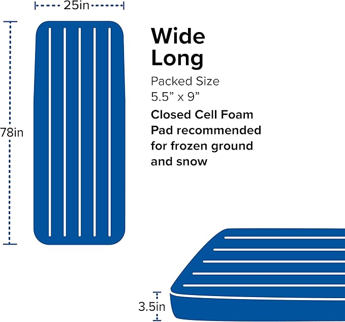 Big Agnes Divide Insulated | Lightweight, Compact, 3-Season Air Chamber Sleeping Pad, Wide Long, Warm Olive