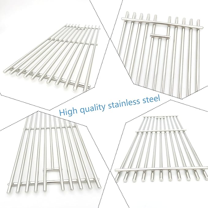 16517 Stainless Steel 5 Cooking Grates Replacement Parts for Bull Angus 40" Grill 57568 57569 57568CE 57568AGA 57569CE Brahma Lion Premium L90000 57569CE 57569CE Gas Grill 19-1/4"
