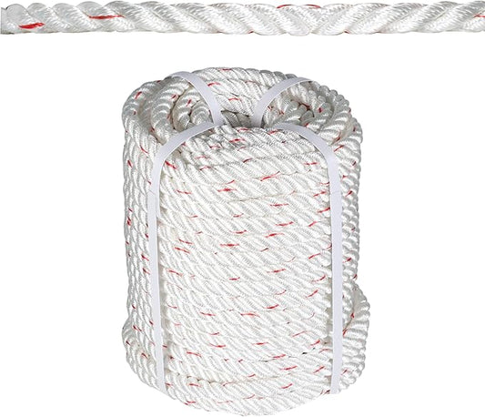 1/2 in 150 FT Braided Rope 4000 LBS Breaking Strength High Force Polyester Arborist Rope Suitable for Swing Camping Tree Work White Red