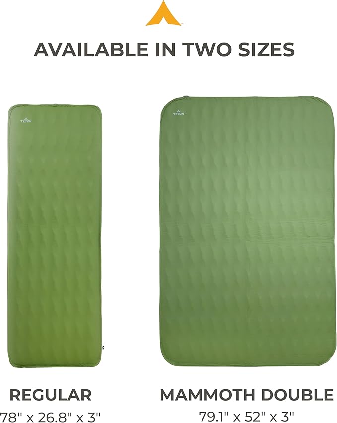 Teton Self Inflating Sleeping Pad, Inflatable Camping Sleeping Pads, Compact Mat for Camping, Backpacking, and Hiking.